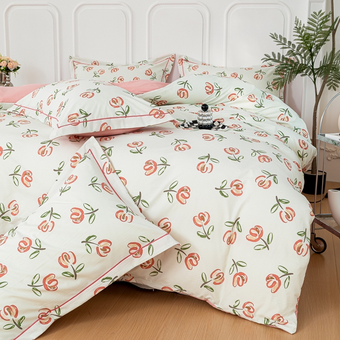 91家纺网 家纺一手货源 找家纺 雅慕家居 2025新款A类碎花水润棉磨毛四件套 悠然