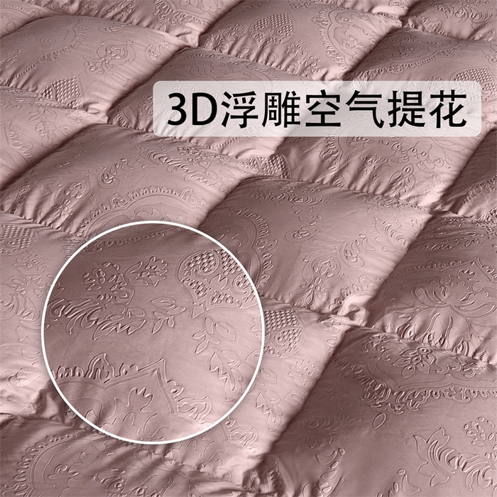 91家纺网 家纺一手货源 找家纺 织梦人羽绒工厂店 2024新款新国标50绒糯棉空气提花羽绒被 空气提花豆沙