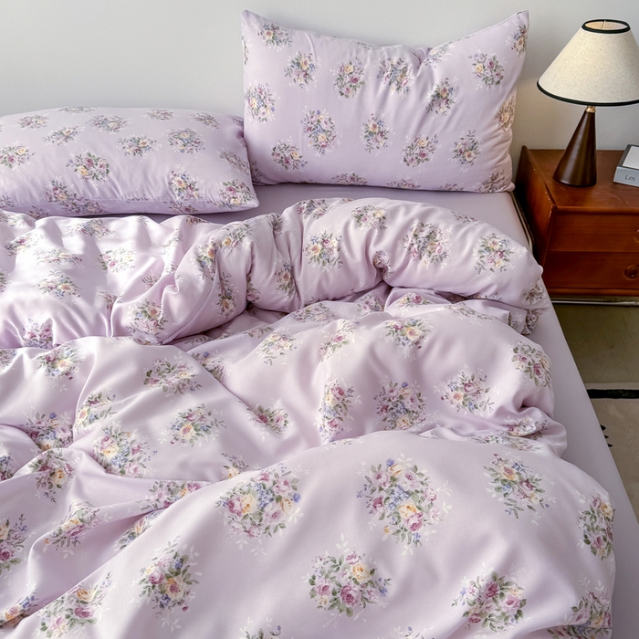 91家纺网 家纺一手货源 找家纺 2025年爆款新品有氧双层纱四件套-全系莱茵-紫