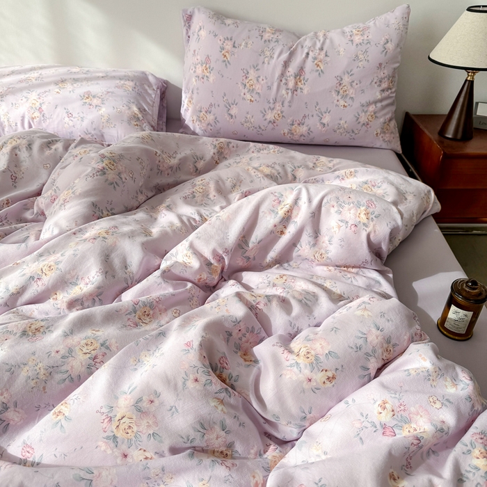 91家纺网 家纺一手货源 找家纺 2025年爆款新品有氧双层纱四件套-全系紫韵