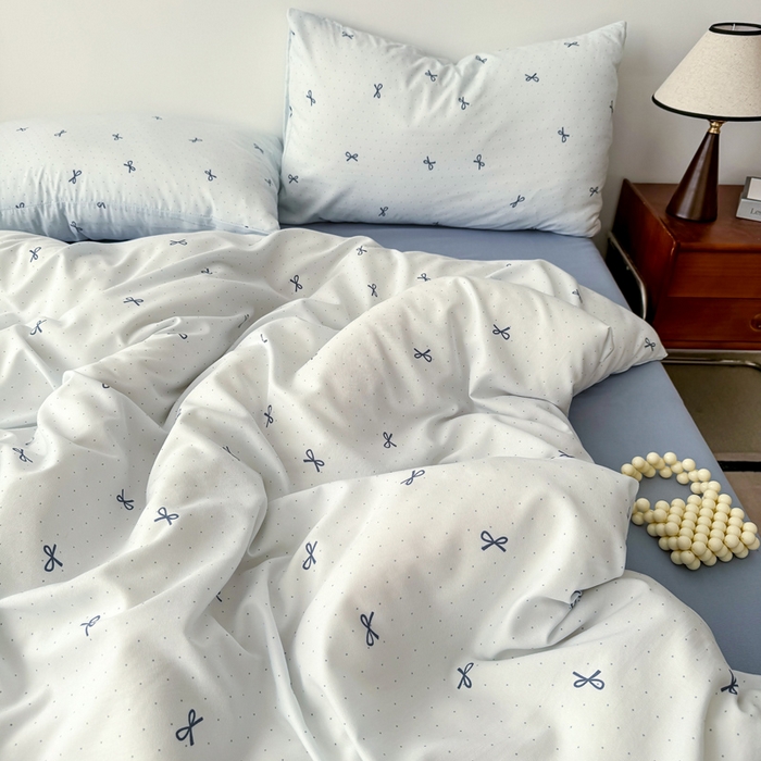 91家纺网 家纺一手货源 找家纺 2025年爆款新品有氧双层纱四件套-全系蝴蝶可颂-兰