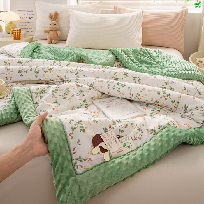 91家纺网 家纺一手货源 找家纺 锦鹭被业  2025款A类全棉纯棉豆豆被春秋空调夏凉加厚冬被子 连理枝