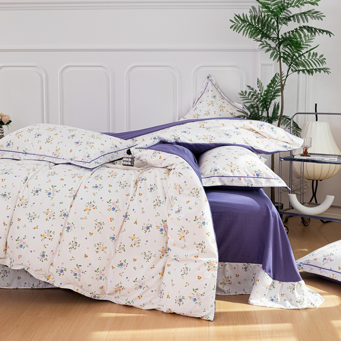 91家纺网 家纺一手货源 找家纺 雅慕家居 2025新款A类碎花水润棉磨毛四件套 春暖花开