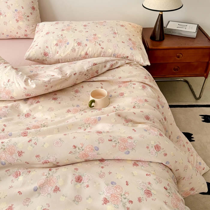 91家纺网 家纺一手货源 找家纺 2025年爆款新品有氧双层纱四件套-全系春风里