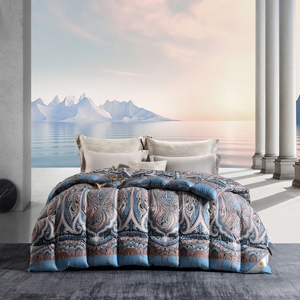 91家纺网 家纺一手货源 找家纺 织梦人羽绒工厂店 2024新款新国标50绒云柔棉柔赛丝数码印花被子 天籁棕咖色