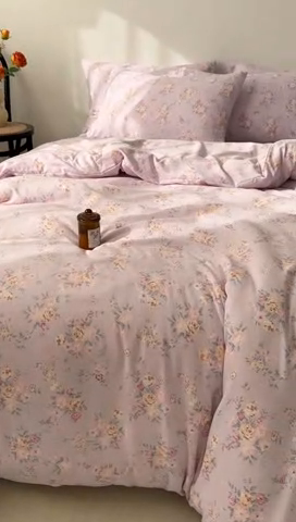 91家纺网 家纺一手货源 找家纺 2025年爆款新品有氧双层纱四件套-全系紫韵