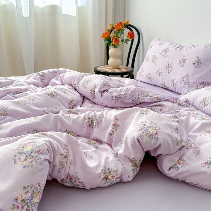 91家纺网 家纺一手货源 找家纺 2025年爆款新品有氧双层纱四件套-全系莱茵-紫