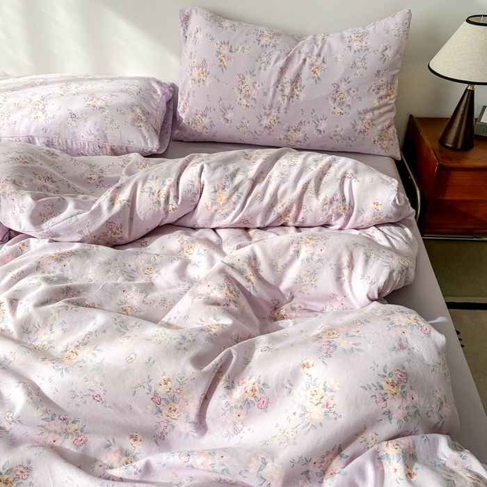 91家纺网 家纺一手货源 找家纺 2025年爆款新品有氧双层纱四件套-全系紫韵