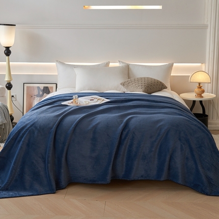 91家纺网 家纺一手货源 找家纺 （总）馨米莱家纺 2025新款AB版牛奶绒提花纯色多功能盖毯毛毯