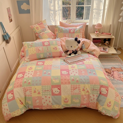 桃喜 2025新款全棉13372四件套-喵喵 可爱喵喵