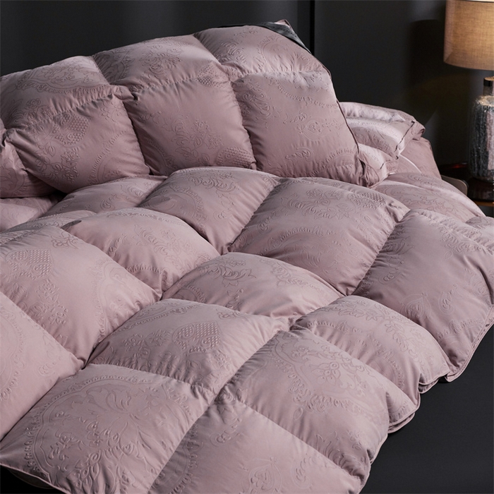 91家纺网 家纺一手货源 找家纺 织梦人羽绒工厂店 2024新款新国标50绒糯棉空气提花羽绒被 空气提花豆沙