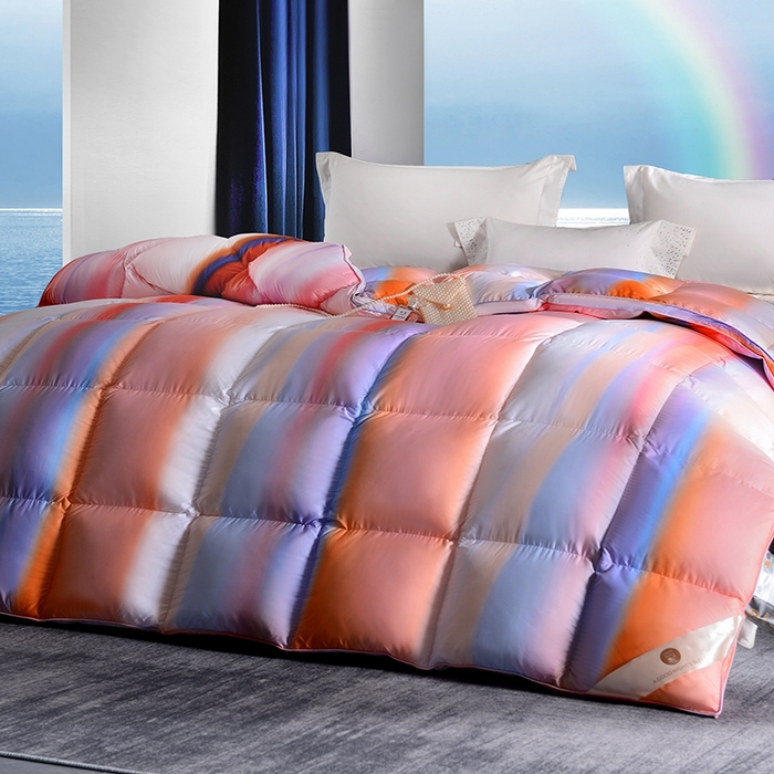 91家纺网 家纺一手货源 找家纺 织梦人羽绒工厂店 2024新款新国标50绒云柔棉柔赛丝数码印花被子 彩梦粉