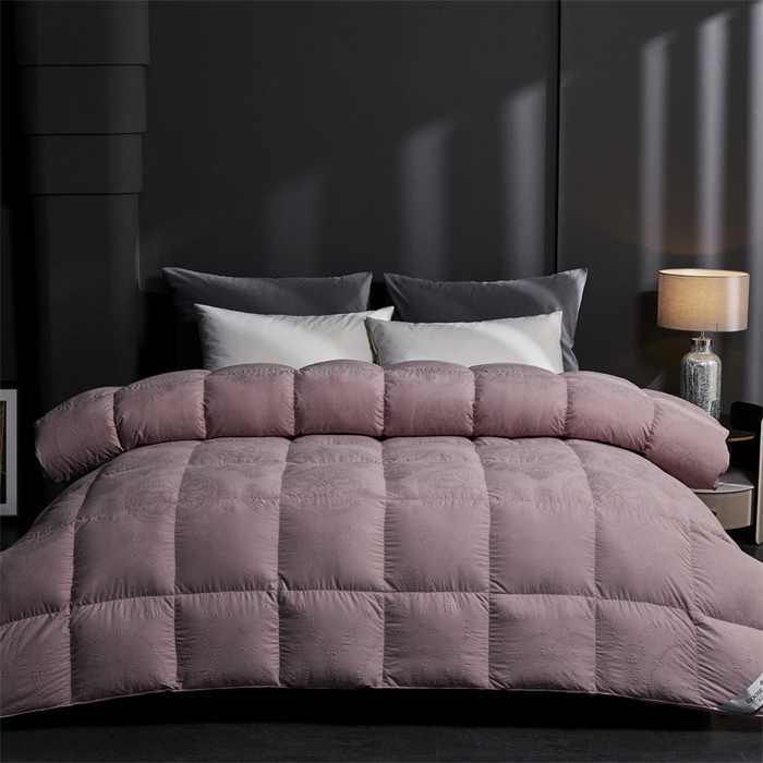 91家纺网 家纺一手货源 找家纺 织梦人羽绒工厂店 2024新款新国标50绒糯棉空气提花羽绒被 空气提花豆沙