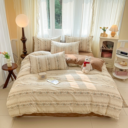 91家纺网 家纺一手货源 找家纺 （总）麦伦家居 2025秋冬新品多功能床品全棉+牛奶绒印花四件套