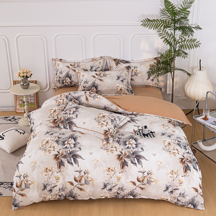 91家纺网 家纺一手货源 找家纺 雅慕家居 2025新款A类碎花水润棉磨毛四件套 繁花似锦