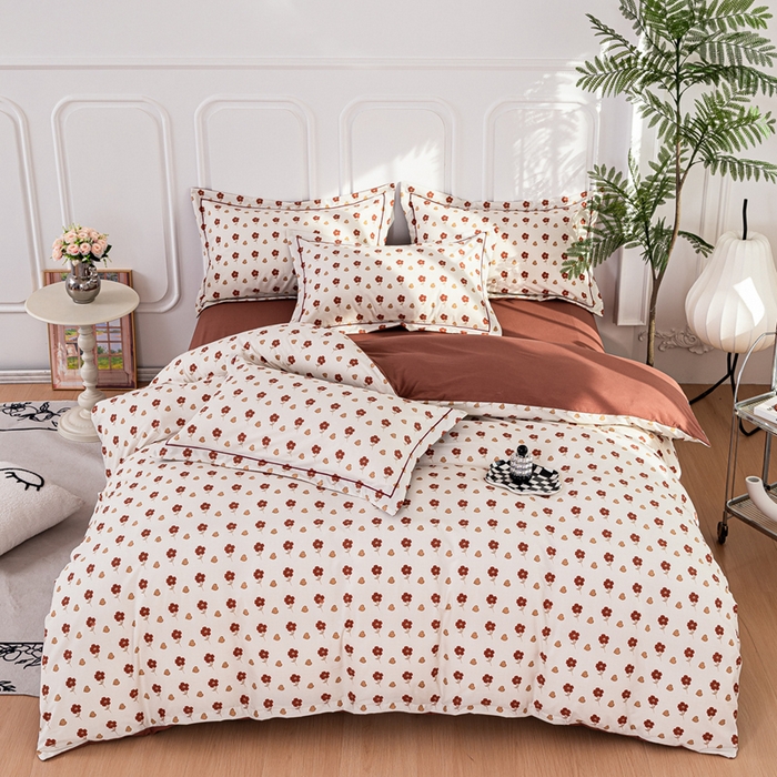 91家纺网 家纺一手货源 找家纺 雅慕家居 2025新款A类碎花水润棉磨毛四件套 花束