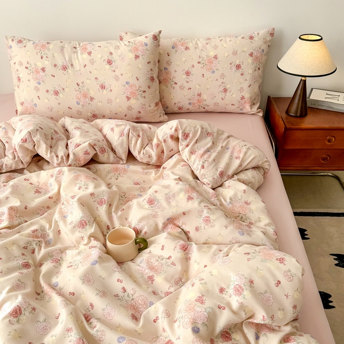 91家纺网 家纺一手货源 找家纺 2025年爆款新品有氧双层纱四件套-全系春风里