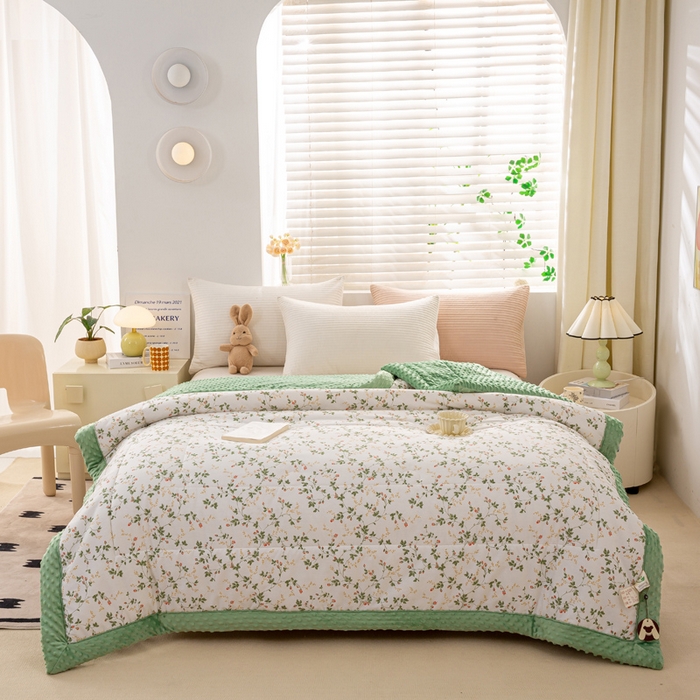 91家纺网 家纺一手货源 找家纺 锦鹭被业  2025款A类全棉纯棉豆豆被春秋空调夏凉加厚冬被子 连理枝