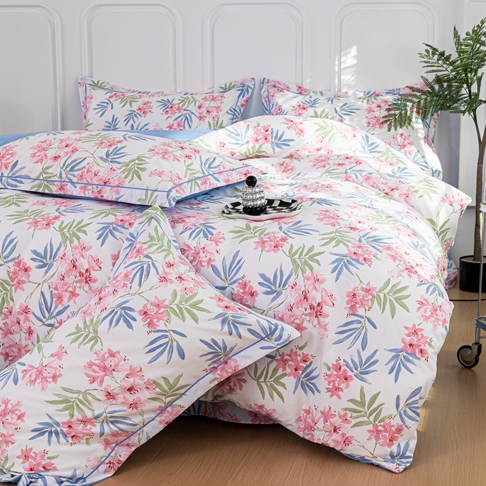 91家纺网 家纺一手货源 找家纺 雅慕家居 2025新款A类碎花水润棉磨毛四件套 百花齐放