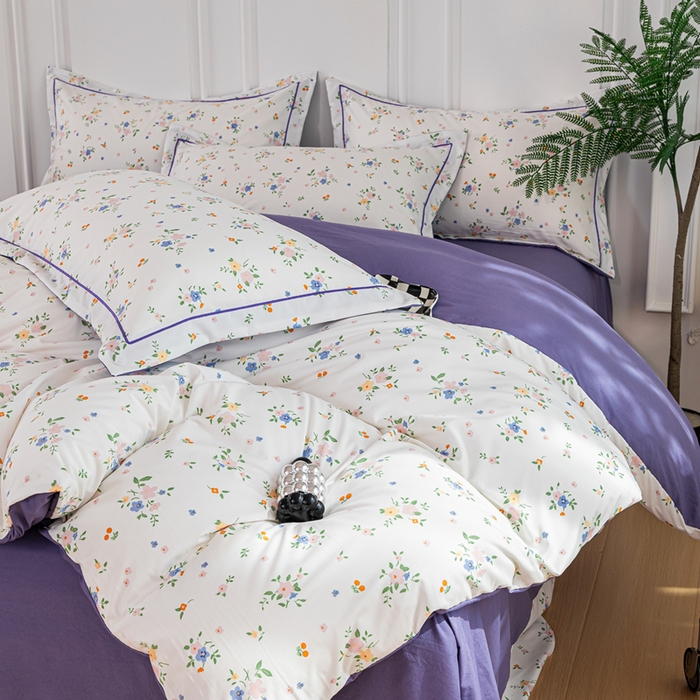 91家纺网 家纺一手货源 找家纺 雅慕家居 2025新款A类碎花水润棉磨毛四件套 春暖花开