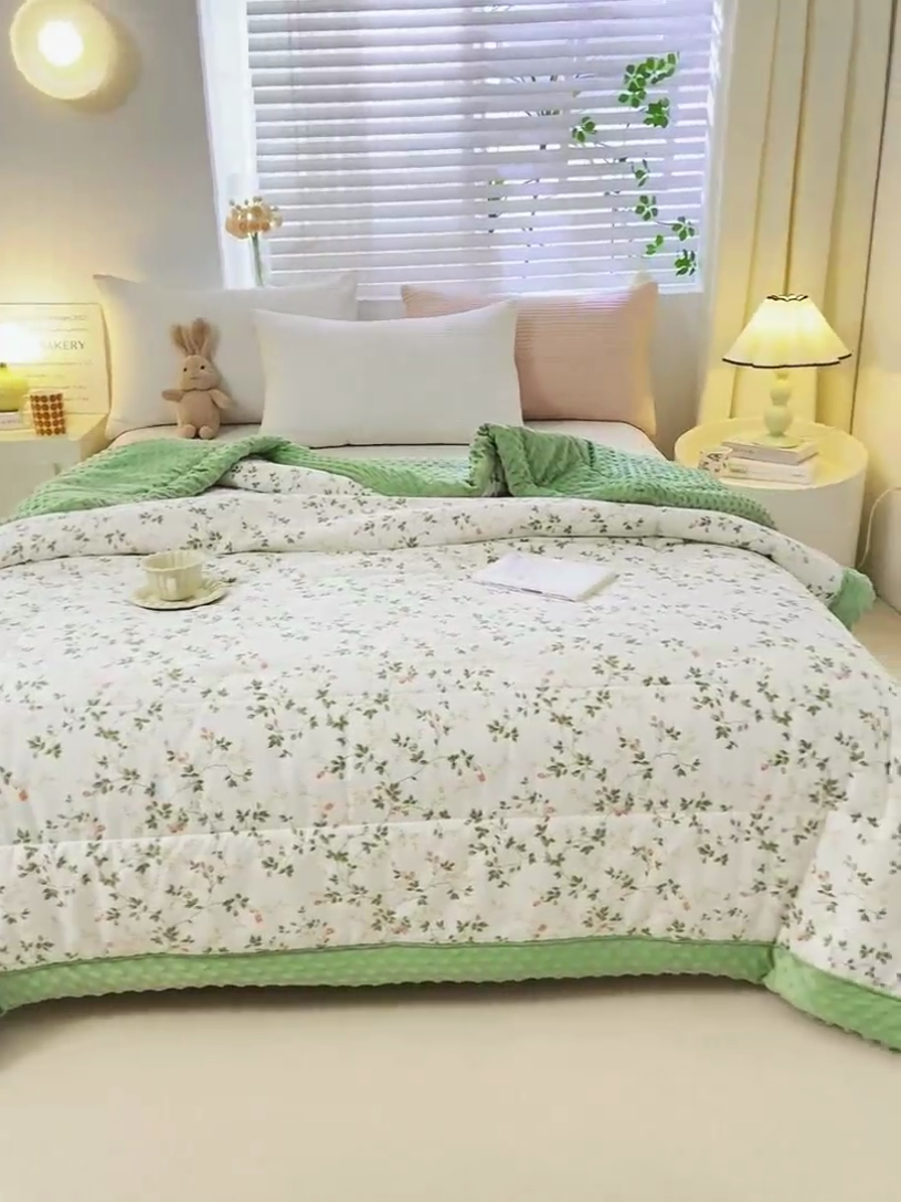 91家纺网 家纺一手货源 找家纺 锦鹭被业  2025款A类全棉纯棉豆豆被春秋空调夏凉加厚冬被子 连理枝