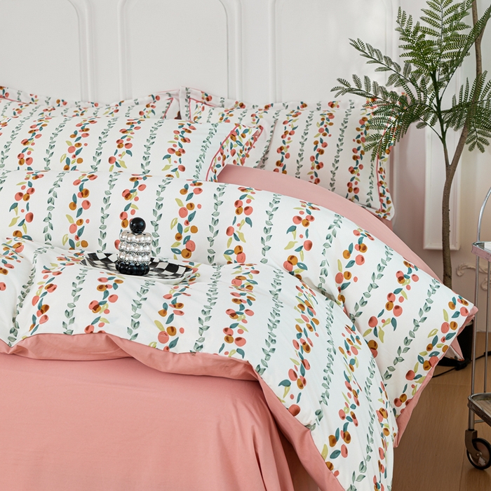 91家纺网 家纺一手货源 找家纺 雅慕家居 2025新款A类碎花水润棉磨毛四件套 果果乐园