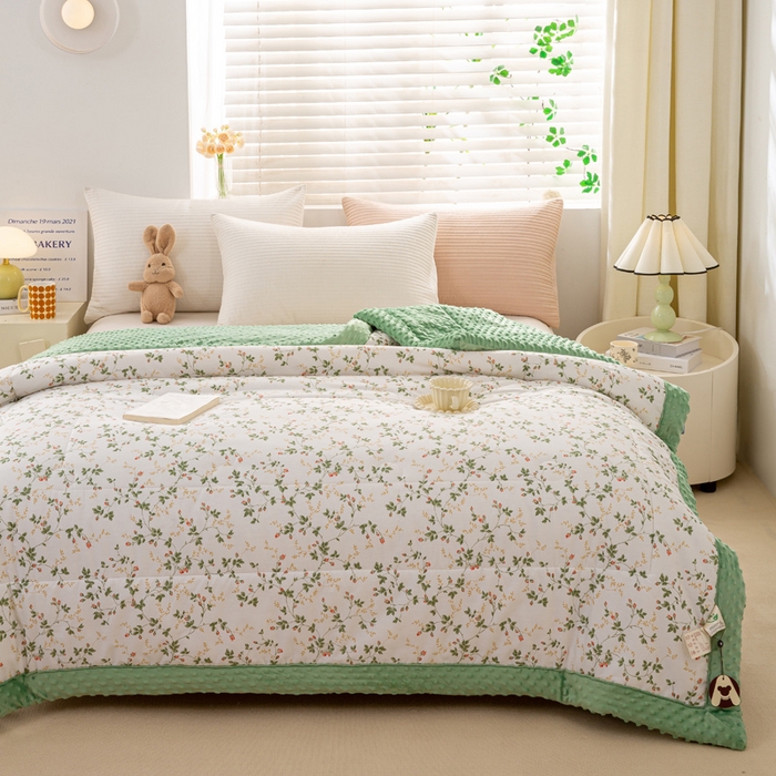 91家纺网 家纺一手货源 找家纺 锦鹭被业  2025款A类全棉纯棉豆豆被春秋空调夏凉加厚冬被子 连理枝