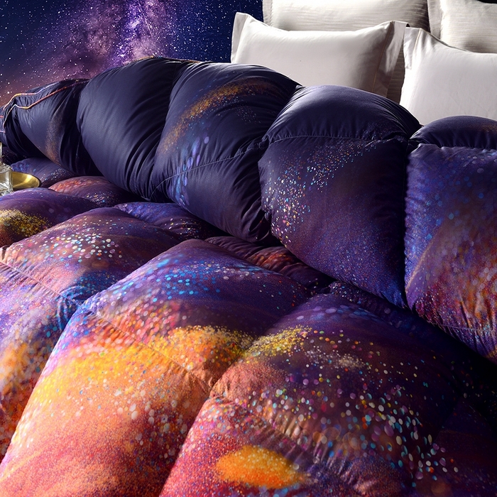 91家纺网 家纺一手货源 找家纺 织梦人羽绒工厂店 2024新款新国标50绒云柔棉柔赛丝数码印花被子 繁星