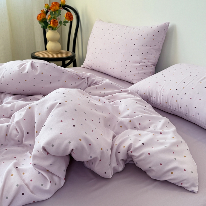 91家纺网 家纺一手货源 找家纺 2025年爆款新品有氧双层纱四件套-全系芋泥啵啵