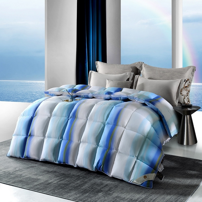 91家纺网 家纺一手货源 找家纺 织梦人羽绒工厂店 2024新款新国标50绒云柔棉柔赛丝数码印花被子 彩梦蓝