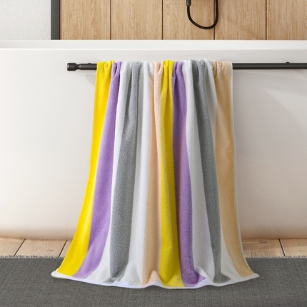 91家纺网 家纺一手货源 找家纺 悦然毛巾被 2025新款全棉幻彩灵动浴巾 幻彩黄