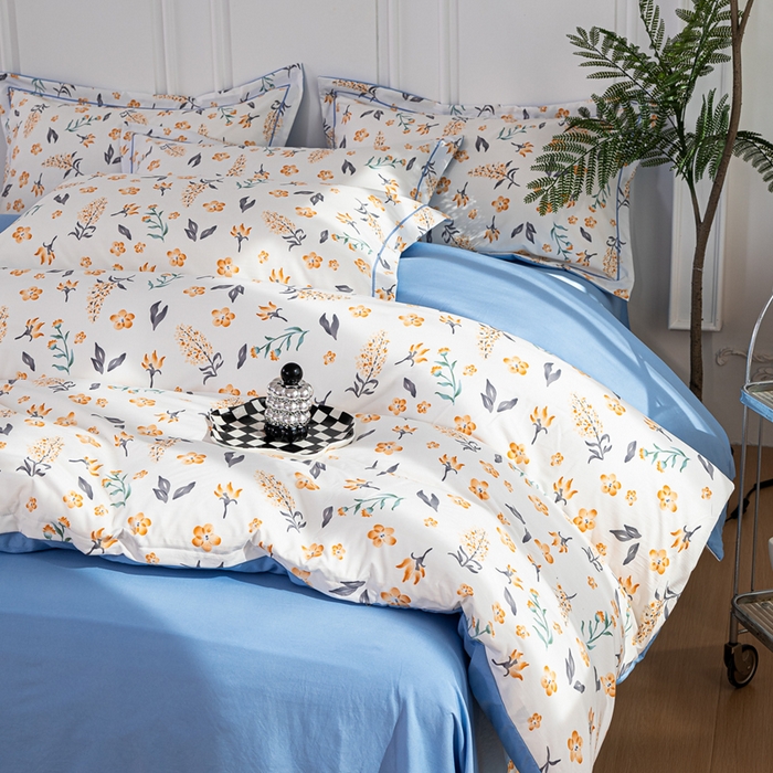 91家纺网 家纺一手货源 找家纺 雅慕家居 2025新款A类碎花水润棉磨毛四件套 金桂花开