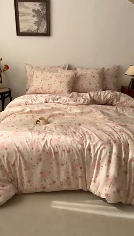 91家纺网 家纺一手货源 找家纺 2025年爆款新品有氧双层纱四件套-全系春风里