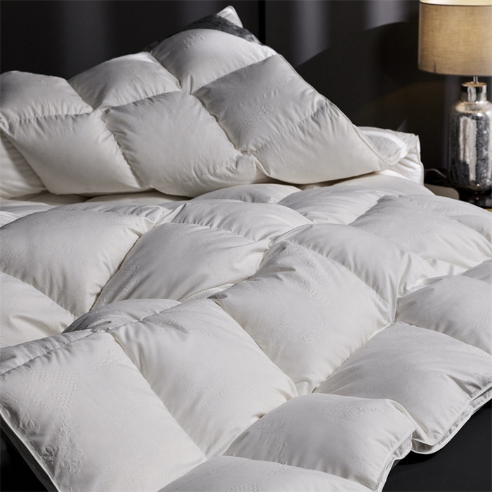 91家纺网 家纺一手货源 找家纺 织梦人羽绒工厂店 2024新款新国标50绒糯棉空气提花羽绒被 空气提花白