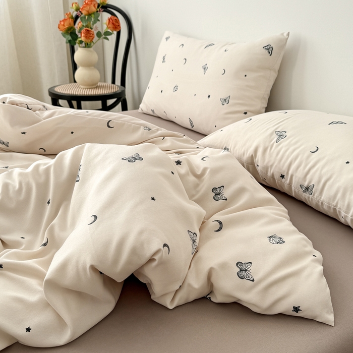 91家纺网 家纺一手货源 找家纺 2025年爆款新品有氧双层纱四件套-全系蝶舞