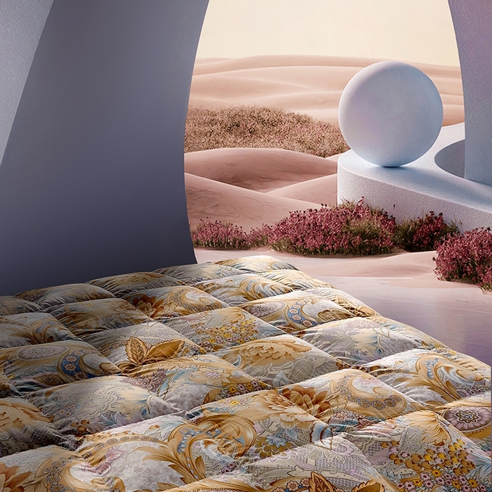 91家纺网 家纺一手货源 找家纺 织梦人羽绒工厂店 2024新款新国标50绒云柔棉柔赛丝数码印花被子 阿尔法咖