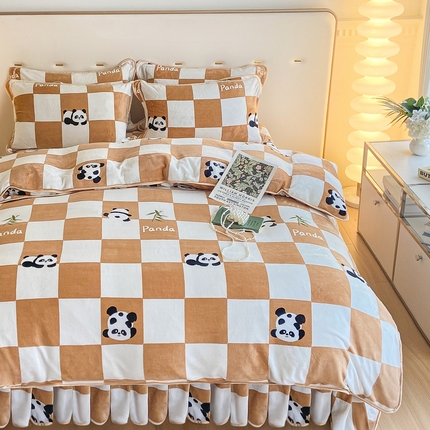 91家纺网 家纺一手货源 找家纺 （买家秀 爆款不断货）A类母婴级牛奶绒四件套珊瑚绒四件套雪花绒四件套牛奶绒床裙四件套法莱绒床裙四件套 国宝-卡奇