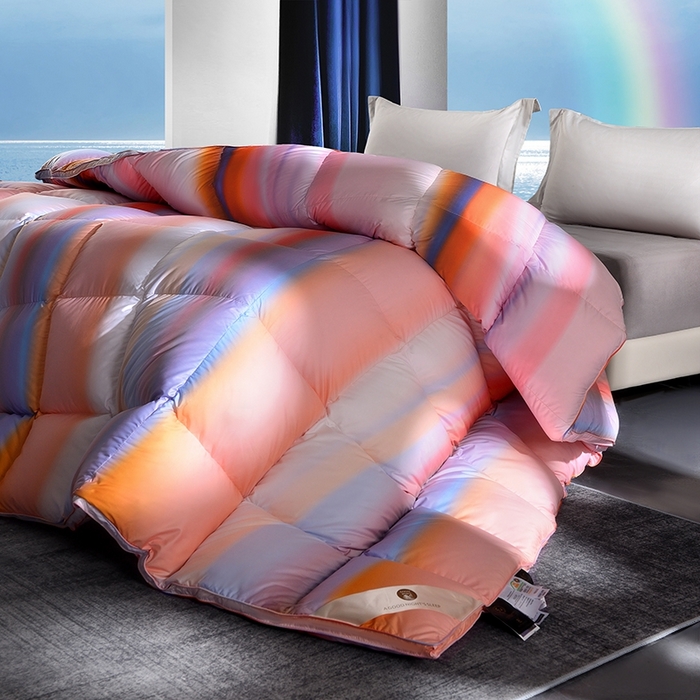 91家纺网 家纺一手货源 找家纺 织梦人羽绒工厂店 2024新款新国标50绒云柔棉柔赛丝数码印花被子 彩梦粉