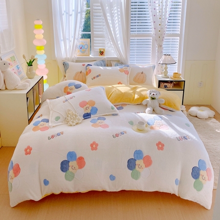 91家纺网 家纺一手货源 找家纺 （总）佰亿莱 2025新款5D雕花雪花绒四件套