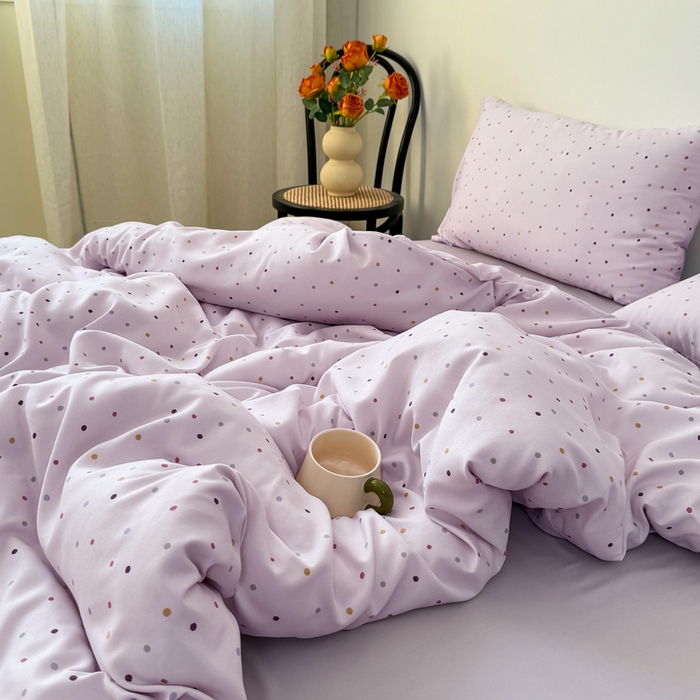 91家纺网 家纺一手货源 找家纺 2025年爆款新品有氧双层纱四件套-全系芋泥啵啵