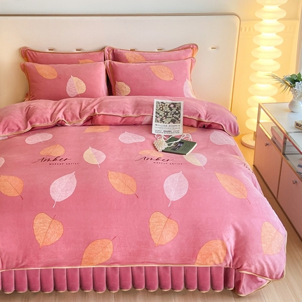 91家纺网 家纺一手货源 找家纺 （买家秀 爆款不断货）A类母婴级牛奶绒四件套珊瑚绒四件套雪花绒四件套牛奶绒床裙四件套法莱绒床裙四件套 浪漫