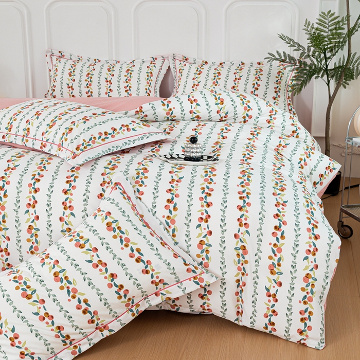 91家纺网 家纺一手货源 找家纺 雅慕家居 2025新款A类碎花水润棉磨毛四件套 果果乐园