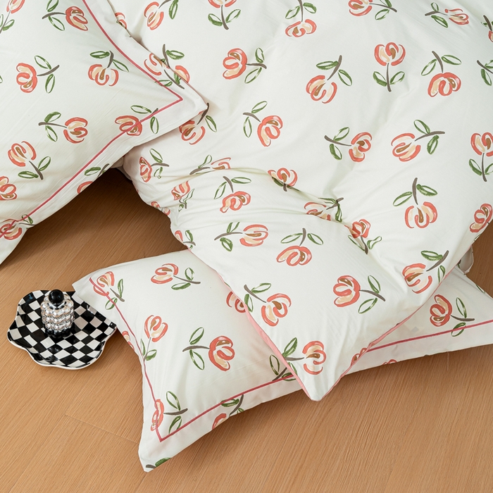 91家纺网 家纺一手货源 找家纺 雅慕家居 2025新款A类碎花水润棉磨毛四件套 悠然