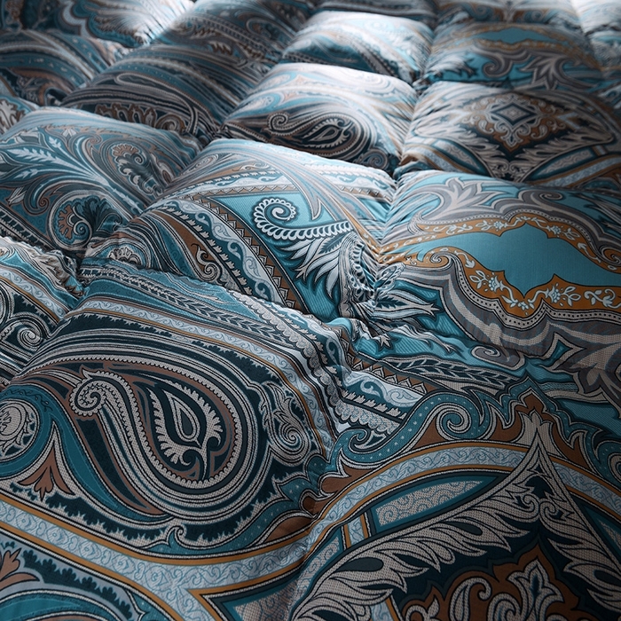 91家纺网 家纺一手货源 找家纺 织梦人羽绒工厂店 2024新款新国标50绒云柔棉柔赛丝数码印花被子 天籁蓝