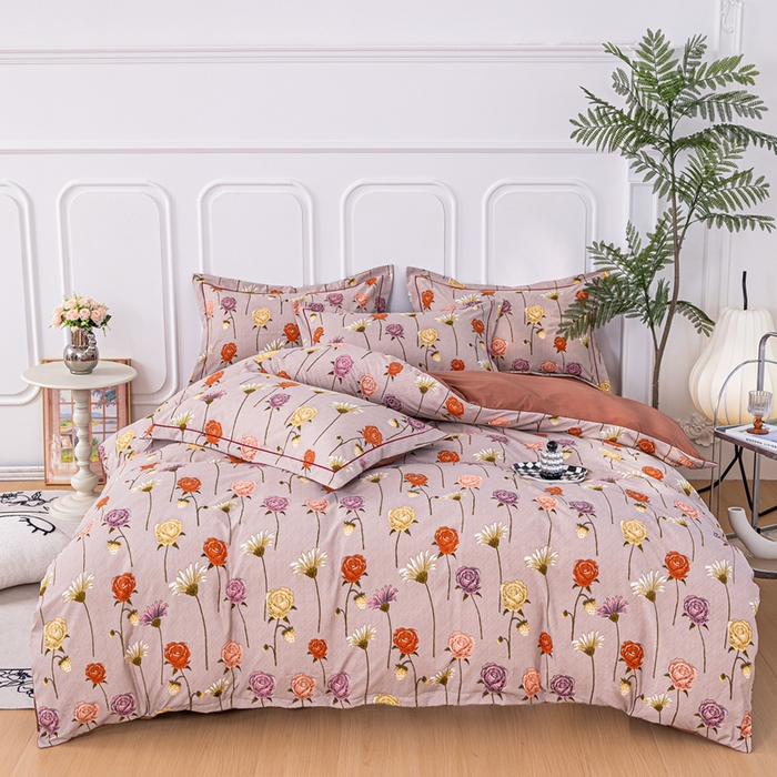 91家纺网 家纺一手货源 找家纺 雅慕家居 2025新款A类碎花水润棉磨毛四件套 朵朵玫瑰