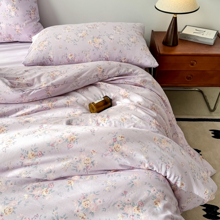 91家纺网 家纺一手货源 找家纺 2025年爆款新品有氧双层纱四件套-全系紫韵