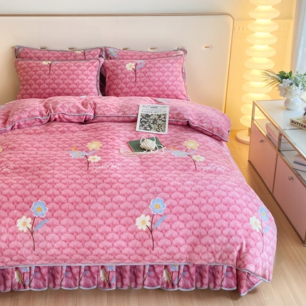 91家纺网 家纺一手货源 找家纺 （买家秀 爆款不断货）A类母婴级牛奶绒四件套珊瑚绒四件套雪花绒四件套牛奶绒床裙四件套法莱绒床裙四件套 温馨