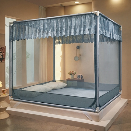 91家纺网 家纺一手货源 找家纺 艺利轩蚊帐 艺利轩蚊帐 2025新款大空间防摔外穿杆坐床蚊帐-繁花 繁花 氧气蓝