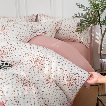 雅慕家居 2025新款A类碎花水润棉磨毛四件套 粉粉小花