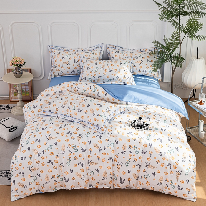 91家纺网 家纺一手货源 找家纺 雅慕家居 2025新款A类碎花水润棉磨毛四件套 金桂花开